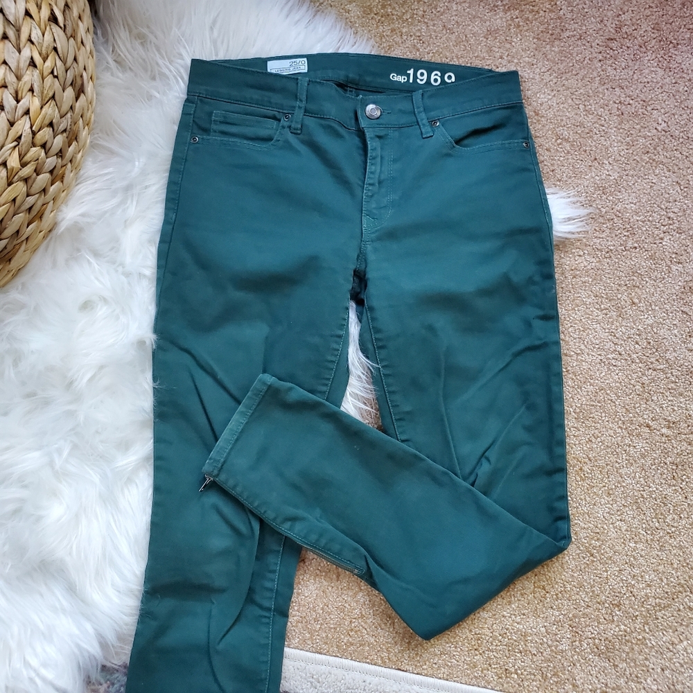 Green Gap zipper leg jeans